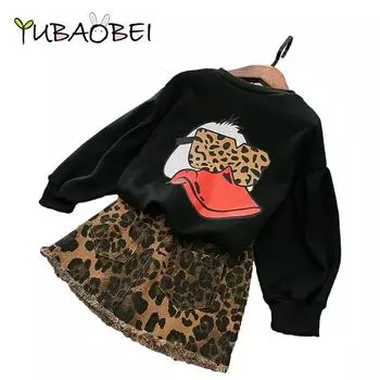 Платье для девочек, новое зимнее платье с рисунком для девочек, леопардовая детская одежда, платья принцессы с длинными рукавами, вечерние платья 2T чёрный