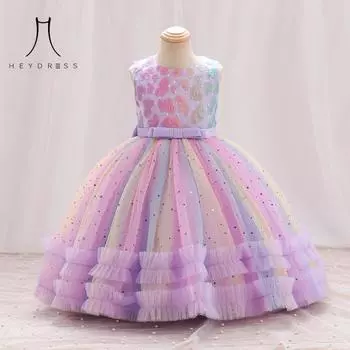 Платье для девочек, сетчатое платье принцессы, детское платье на день рождения, год, год 80 фиолетовый
