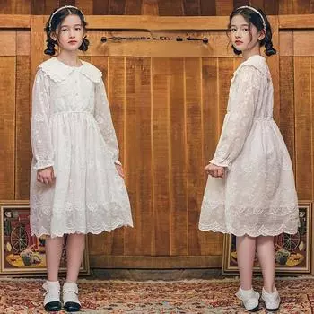 Платье для девочек, весеннее кружевное платье с длинными рукавами, детское платье принцессы для сына, 2023 г. 120cm