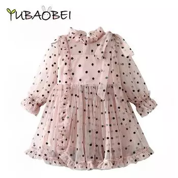 Платье для девочек YUBAOBEI, осенняя одежда для девочек, женские детские платья с длинными рукавами и вышивкой, детская одежда, детская одежда