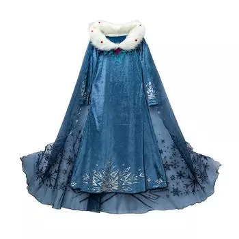 Платье для девочки, наряд для косплея, наряд для снежной принцессы, наряд для вечеринки на Хэллоуин, день рождения 150cm синий
