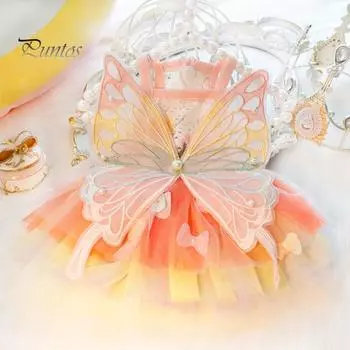 Платье для домашних животных, элегантное летнее платье принцессы с кошкой, очаровательное сетчатое платье для собаки с декором в виде бабочки, для повседневной носки L