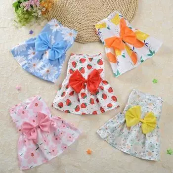 Платье для домашних животных без рукавов, мягкая тонкая стильная одежда с цветочным принтом для маленьких собак и кошек XS красный