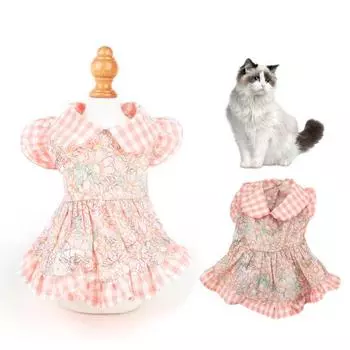 Платье для домашних животных, неувядающее, моющееся, безусадочное, впитывающее пот, нелипкое, для волос, в стиле Лолиты, с кукольным воротником, платье для кошки, уличный костюм для домашнего животного M розовый