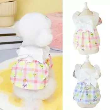 Платье для домашних животных, очаровательное привлекательное кольцо из хлопка с тягой, платье с бантом и цветочным узором для собак, товары для домашних животных M розовый