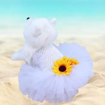 Платье для домашних животных. Прекрасная юбка для домашних животных с регулируемым ремешком и булавкой в виде подсолнечника. L белый