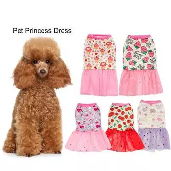 Платье для домашних животных с круглым вырезом, удобная юбка без рукавов с мультяшным кроликом и принтом принцессы для собак и домашних животных M