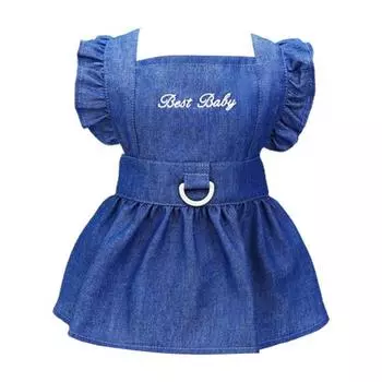 Платье для домашних животных с вышитыми буквами, пышными рукавами и крючком, летняя одежда для котят, наряды для собак S темно-синий