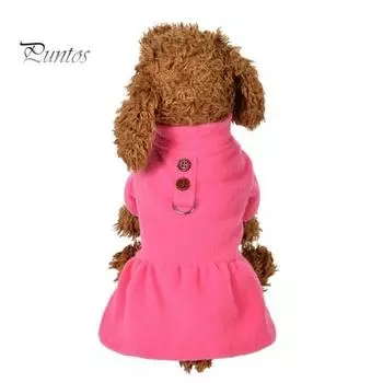 Платье для домашних животных, удобная зимняя теплая одежда для собак, модный пуловер для кошек, юбка с тяговым кольцом для домашних животных S красный