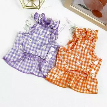 Платье для домашних животных, высокая эластичность, бант на шею, дышащая маленькая собачка, принцесса, косплей M оранжевый