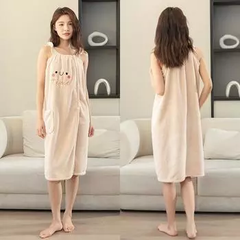 Платье для душа в клетку из кораллового бархата с рисунком ананаса для взрослых студентов, подходит для домашнего использования. Банные полотенца для женщин, мягкие и впитывающие, плотный халат 90*130cm белый