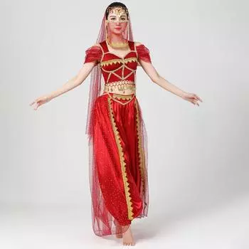Платье для индийского танца, комплект одежды из 4 предметов, костюмы для танца живота на Хэллоуин L