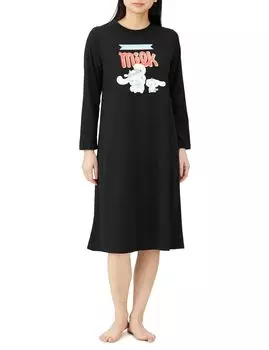 Платье для комнаты Tyrol Chocolate Collaboration Hangyodon Hello Kitty Room Wear Dress Long Sleeve Cinnamoroll Black L [Sanrio] Womens