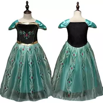 Платье для косплея с героями мультфильмов, сетчатое платье принцессы с блестками и цветочным рисунком для девочек, детский костюм для детей от 4 до 10 лет 6-7 Years