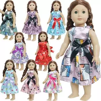 Платье для кукол 18 дюймов, милая юбка без рукавов, девичья одежда, аксессуары для кукольного домика, наряд для куклы 45 см, аксессуары для девочек, игрушка, подарок на день рождения