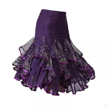 ° Платье для латинских бальных танцев с цветочными блестками B Purple