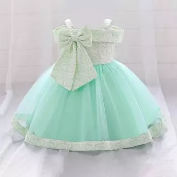 Платье для маленьких девочек, фатиновое платье принцессы с бантом для крещения для девочек, пышное платье для дня рождения, свадьбы, дня рождения, платье для выпускного вечера 70CM яблочный зеленый