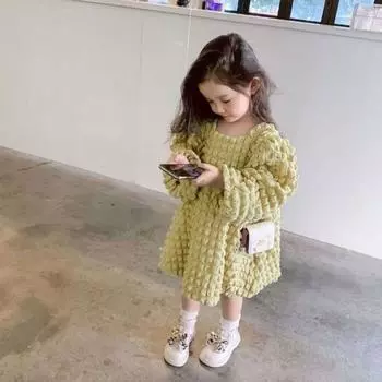 Платье для маленьких девочек, платье с длинными рукавами, сарафан принцессы из полиэстера для детей 1–5 лет 100