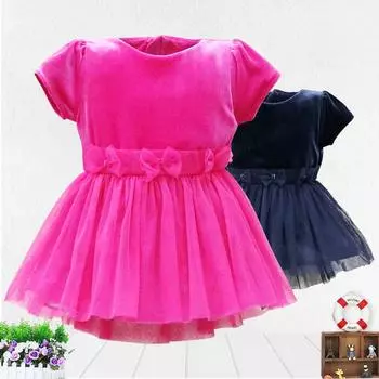 Платье для новорожденных девочек, комплект летней одежды, повседневный комплект, спортивная одежда, одежда на молнии, платье принцессы с бантом 6M розовый