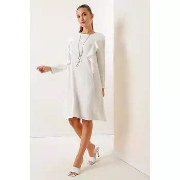 Платье для пилотажа с оборками и длинными рукавами с колье