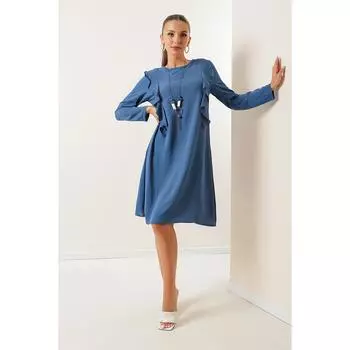 Платье для пилотажа с оборками и длинными рукавами с колье