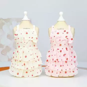 Платье для питомца с клубникой Одежда для питомца Одежда для питомца Одежда для собак Одежда для питомца Юбка для питомца Весна-Лето Клубничная многослойная юбка Юбка для торта S