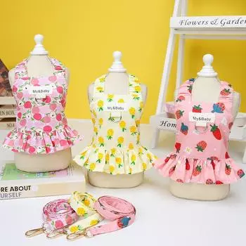 Платье для собак и кошек, одинаковый поводок, поводок для прогулок, юбка принцессы для щенка, летняя одежда для маленьких собак L