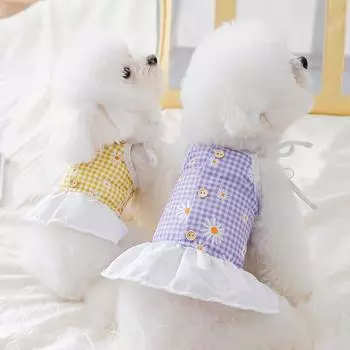 Платье для собак и кошек, тонкая одежда с животным принтом, одежда для домашних животных, летняя юбка на подтяжках, одежда для кошек Тедди Бишон, костюм XS синий