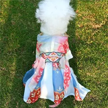 Платье для собак, изысканная строчка и принт, модная летняя одежда для котят, наряды для собак 2XL абрикосовый