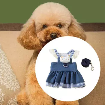 Платье для собак, платья для кошек, летняя одежда для домашних животных, забавная юбка для щенков с D-образными кольцами S