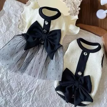 Платье для собак принцессы, летняя одежда для собак маленьких собак, футболка для домашних животных, черная кружевная ретро-юбка для щенков, костюм для девочек породы чихуахуа-бишон XS