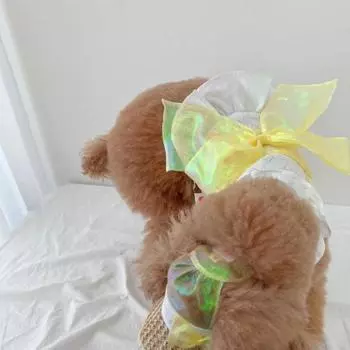 Платье для собак с большим бантом, платье принцессы для девочек, летний наряд без рукавов для маленьких и средних собак и кошек XS синий