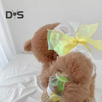 Платье для собак с большим бантом, платье принцессы для девочек, летний наряд без рукавов для маленьких и средних собак и кошек 2XL синий