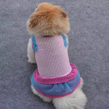 Платье для собак с круглым точечным узором, впитывающая пот юбка-кекс, жилет для домашних животных, без рукавов для щенков L розы красного