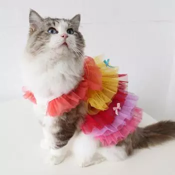 Платье для собак в милом стиле, милое тканевое платье для домашних животных с градиентом, сетчатое платье для торта на открытом воздухе M фиолетовый