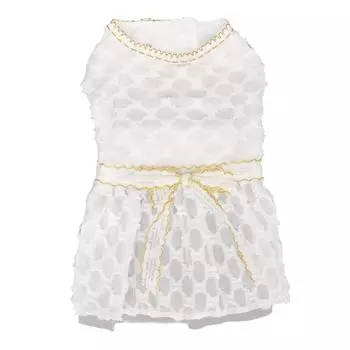 Платье для собаки-принцессы Милое Мягкое Эластичное Легкое Дышащее Платье с бантом для щенка для питомца Белое XS 24in: 63.5 X 48 X 50.8cm / 25 X 18.9 X 20in