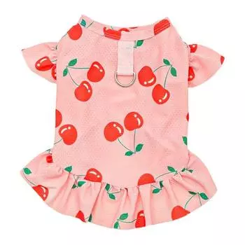 Платье для собаки с принтом вишни/цветка, летняя юбка принцессы для маленьких и средних собак-девочек, кошек, милая одежда для питомца для вечеринки по случаю дня рождения XS красный