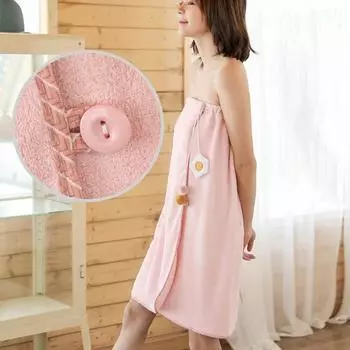 Платье для ванной, подвеска в виде яйца-пашота, носимый водопоглощающий женский халат без бретелек, дизайн, коралловый флисовый халат, товары для дома розовый