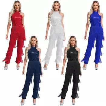 Платье для вечеринки без рукавов с бретелью через шею, однотонное женское платье для улицы, комбинезон с открытой спиной, клубная одежда, боди для латиноамериканских танцев ча-ча-ча S бордовый