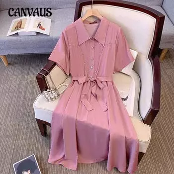 Платье для женщин больших размеров, новое розовое, легкое, с короткими рукавами, длинное платье-рубашка 2XL розовый