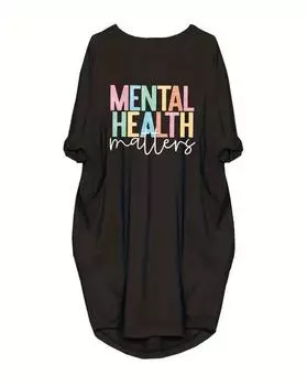 Платье-футболка с буквенным принтом больших размеров, повседневное платье с длинными рукавами, женская одежда больших размеров 1XL чёрный