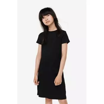 Платье-футболка в рубчик H&M черное