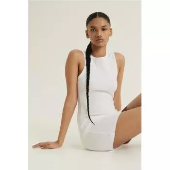 Платье-футляр HM Ribbed Bodycon белого цвета