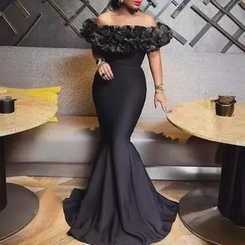 Платье-футляр на одно плечо с эластичной сеткой и оборками, осень 2024 г.