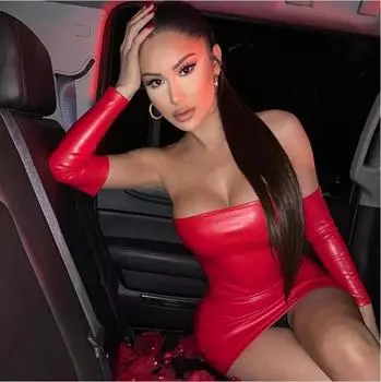 Платье-футляр на одно плечо весна/лето 2024 года – сексуальное в европейском и американском стиле с рукавами Small коричневый