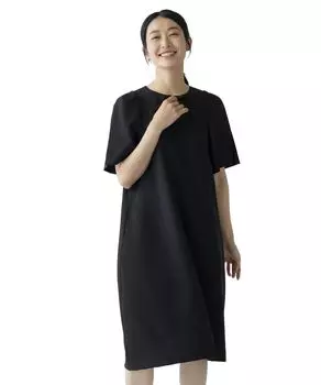 Платье-футляр NAVY с двойной лентой спереди S242DV034 черное [Sono] Wrinkle Cloth Женский чёрный