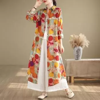 Платье-футляр с длинными рукавами и принтом на лацканах в стиле ретро 2024 года L