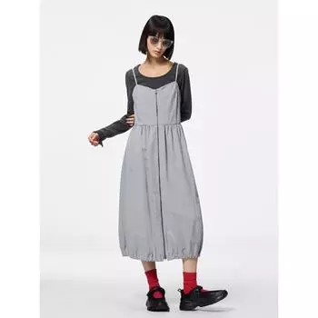 Платье Gu By Uniqlo с застежкой-молнией спереди и подолом-пузырем 03 GRAY/XS
