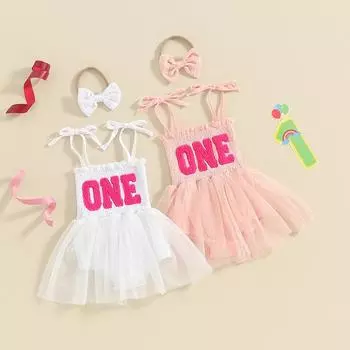 Платье Ха на первый день рождения ребенка, сетчатое платье принцессы с лямкой на бретельках для маленьких девочек 80cm