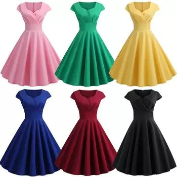 Платье-халат в стиле ретро Хепберн с коротким рукавом и воротником 50-х годов, высокой талией 2XL жёлтый